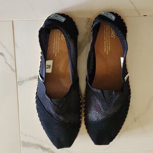 Toms Women's Black Suede Mesh  Flats